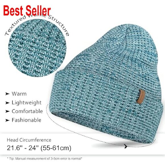 Merino Wool Blend Beanie Extra Warm Winter Hat Unisex Slouch Cuffed main image 5